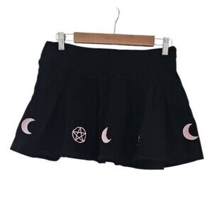 Sugar Thrillz Dolls Kill Wicca-dly Good Mini Skirt L Black Moon Pentagram
